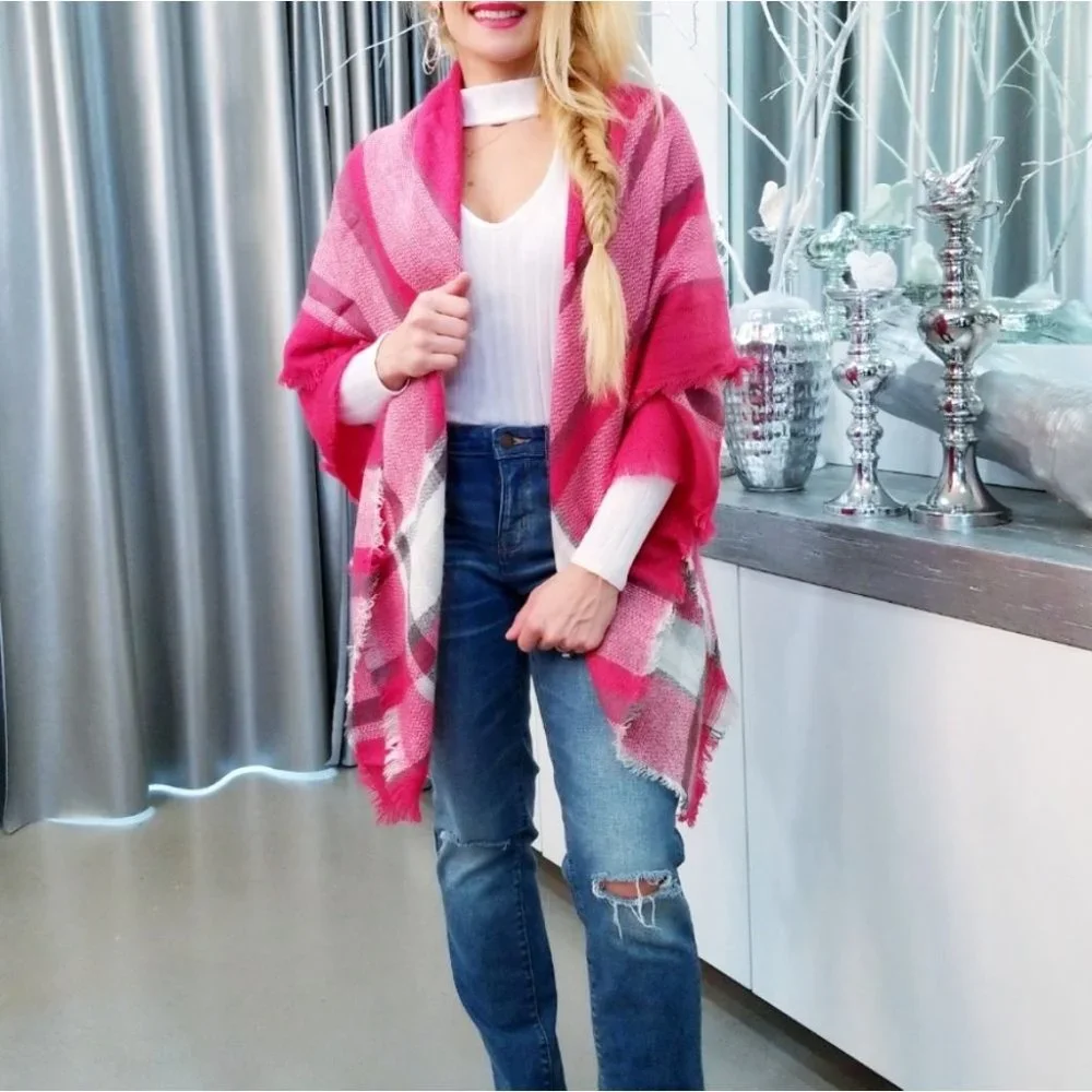 RESTOCKED! Vibrant Pink Blanket Scarf